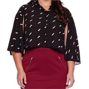 🌷NWT Ashley Nell Tipton Lipstick Crop Bell Sleeve Top Size 2X